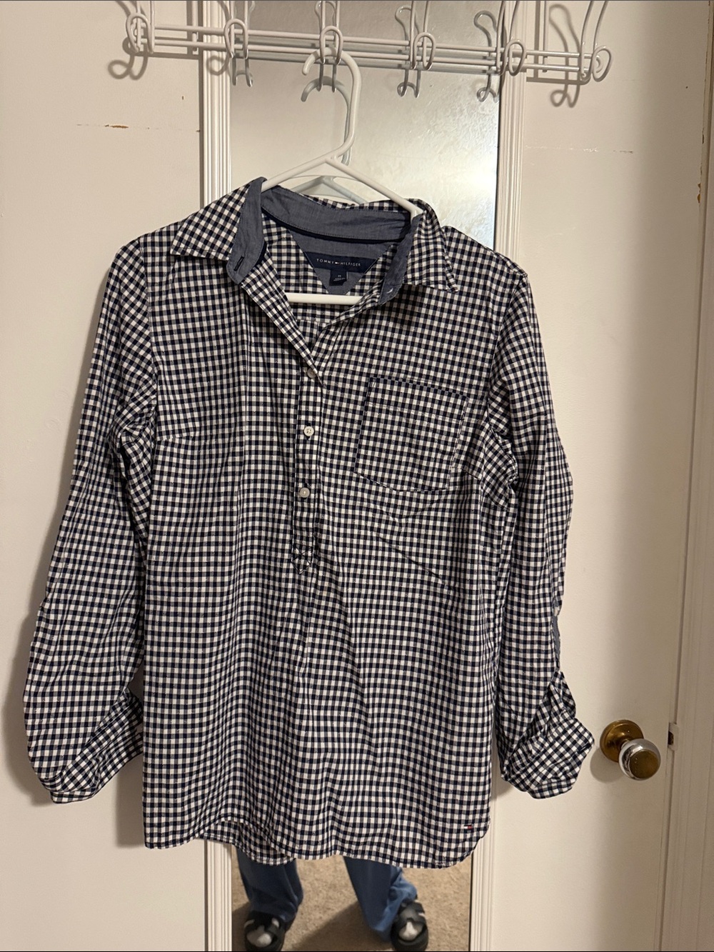 Tommy Hilfiger Black and White Gingham Button-Down Shirt